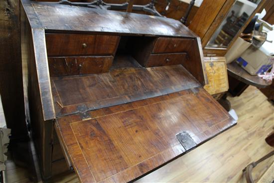 An 18th century Maltese walnut bureau, W.3ft 10in.